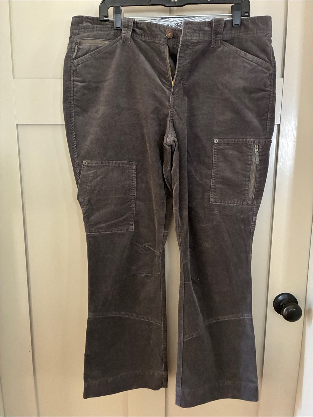 Eddie Bauer Grey Corduroy Boot-Cut Utility Pants